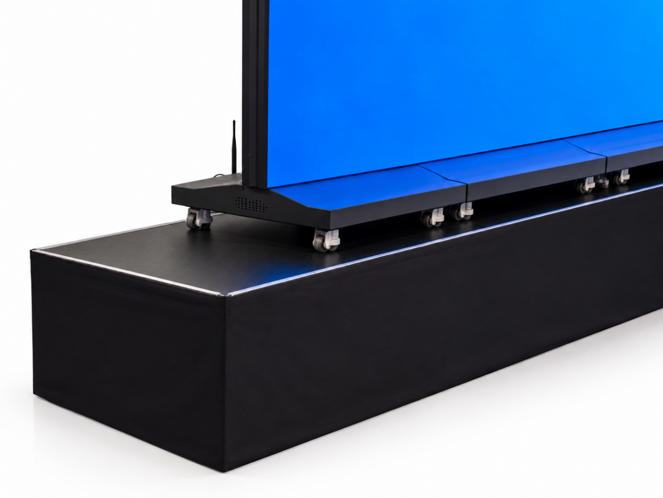 Detail van de PixioDisplay Videowall op een onderliggend podium